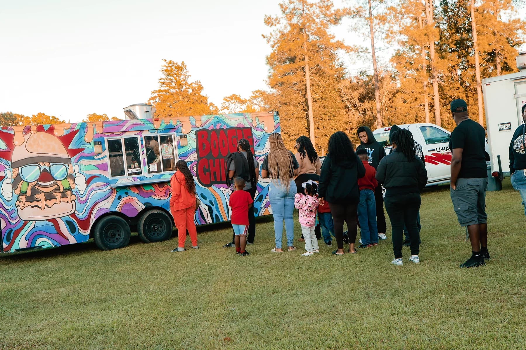 Families at the Boogie Chicks truck during OpenTruck movie night