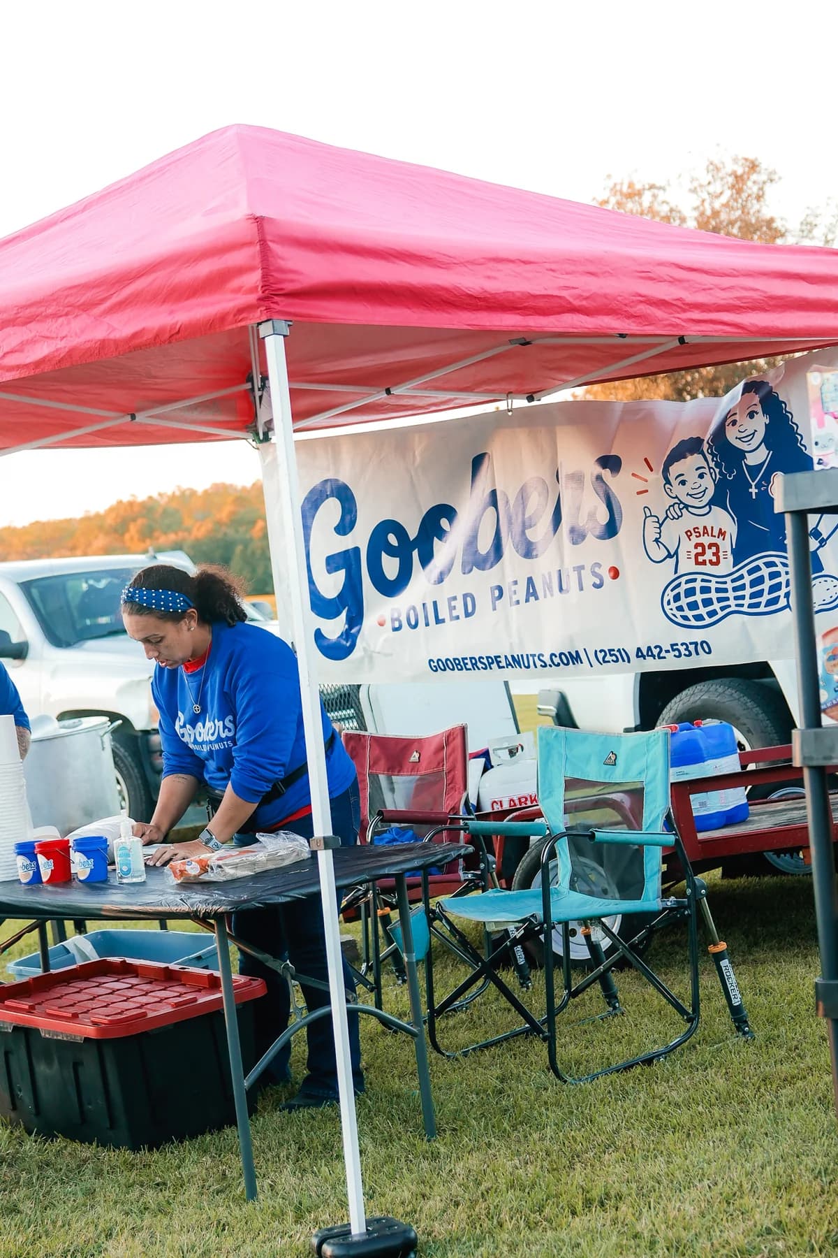 Goobers Boiled Peanuts preparing food at OpenTruck movie night
